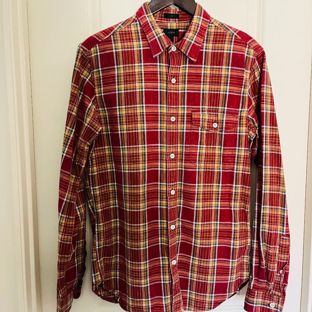 J. Crew Button Down Woven Shirt - Red Plaid - Small